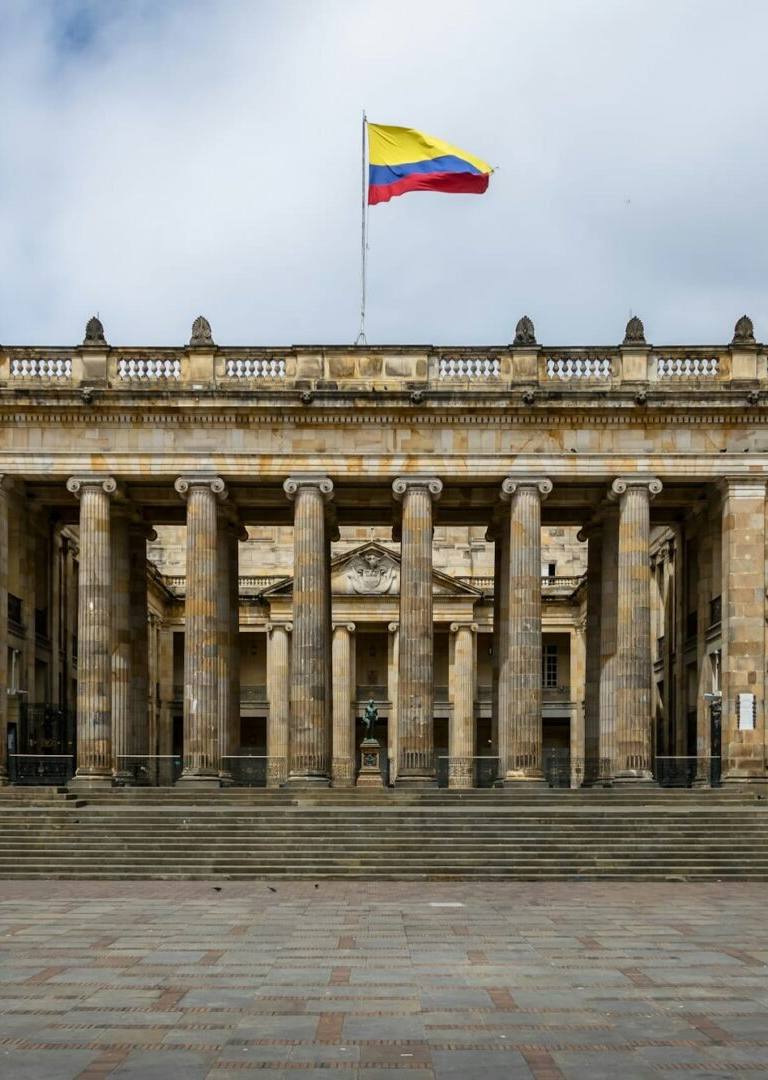 Colombian National Capitol and Congress situated at Bolivar Square - Bogota, Colombia